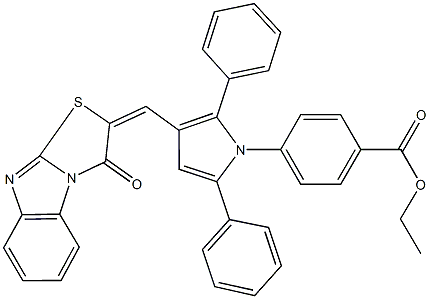 ethyl 4-{3-[(3-oxo[1,3]thiazolo[3,2-a]benzimidazol-2(3H)-ylidene)methyl]-2,5-diphenyl-1H-pyrrol-1-yl}benzoate Struktur