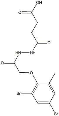 4-{2-[(2,4-dibromo-6-methylphenoxy)acetyl]hydrazino}-4-oxobutanoic acid Struktur