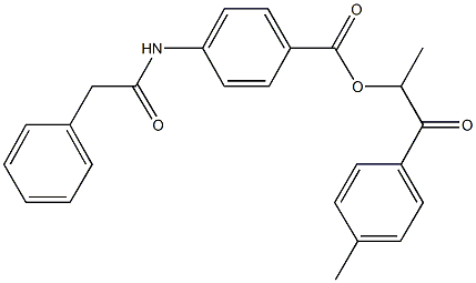 1-methyl-2-(4-methylphenyl)-2-oxoethyl 4-[(phenylacetyl)amino]benzoate Struktur