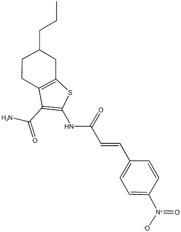 2-[(3-{4-nitrophenyl}acryloyl)amino]-6-propyl-4,5,6,7-tetrahydro-1-benzothiophene-3-carboxamide Struktur