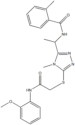 N-[1-(5-{[2-(2-methoxyanilino)-2-oxoethyl]thio}-4-methyl-4H-1,2,4-triazol-3-yl)ethyl]-2-methylbenzamide Struktur