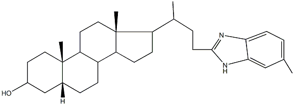 10,13-dimethyl-17-[1-methyl-3-(6-methyl-1H-benzimidazol-2-yl)propyl]hexadecahydro-1H-cyclopenta[a]phenanthren-3-ol Struktur