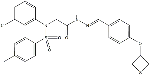 N-(3-chlorophenyl)-4-methyl-N-(2-oxo-2-{2-[4-(3-thietanyloxy)benzylidene]hydrazino}ethyl)benzenesulfonamide Struktur