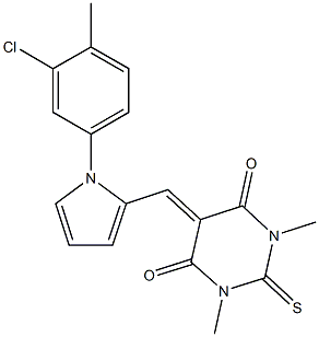 5-{[1-(3-chloro-4-methylphenyl)-1H-pyrrol-2-yl]methylene}-1,3-dimethyl-2-thioxodihydro-4,6(1H,5H)-pyrimidinedione Struktur