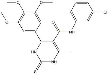 N-(3-chlorophenyl)-6-methyl-2-thioxo-4-(3,4,5-trimethoxyphenyl)-1,2,3,4-tetrahydro-5-pyrimidinecarboxamide Struktur