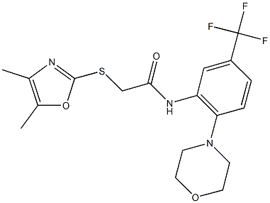 2-[(4,5-dimethyl-1,3-oxazol-2-yl)sulfanyl]-N-[2-(4-morpholinyl)-5-(trifluoromethyl)phenyl]acetamide Struktur