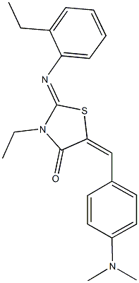 5-[4-(dimethylamino)benzylidene]-3-ethyl-2-[(2-ethylphenyl)imino]-1,3-thiazolidin-4-one Struktur