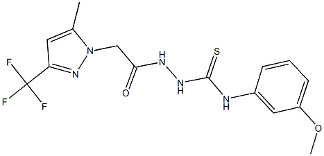 N-(3-methoxyphenyl)-2-{[5-methyl-3-(trifluoromethyl)-1H-pyrazol-1-yl]acetyl}hydrazinecarbothioamide Struktur