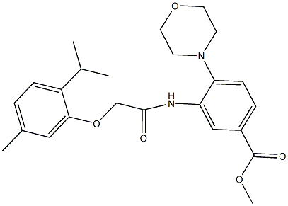 methyl 3-{[(2-isopropyl-5-methylphenoxy)acetyl]amino}-4-(4-morpholinyl)benzoate Struktur