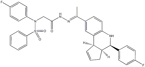 N-(4-fluorophenyl)-N-[2-(2-{1-[4-(4-fluorophenyl)-3a,4,5,9b-tetrahydro-3H-cyclopenta[c]quinolin-8-yl]ethylidene}hydrazino)-2-oxoethyl]benzenesulfonamide Struktur