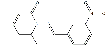 1-({3-nitrobenzylidene}amino)-4,6-dimethylpyridin-2(1H)-one Struktur