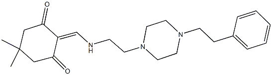 5,5-dimethyl-2-[({2-[4-(2-phenylethyl)-1-piperazinyl]ethyl}amino)methylene]-1,3-cyclohexanedione Struktur