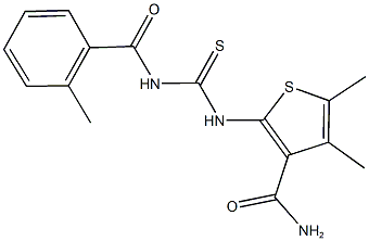 4,5-dimethyl-2-({[(2-methylbenzoyl)amino]carbothioyl}amino)-3-thiophenecarboxamide Struktur