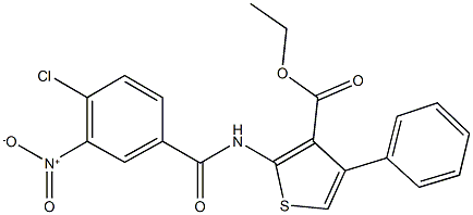 ethyl 2-({4-chloro-3-nitrobenzoyl}amino)-4-phenyl-3-thiophenecarboxylate Struktur