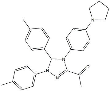 1-{1,5-bis(4-methylphenyl)-4-[4-(1-pyrrolidinyl)phenyl]-4,5-dihydro-1H-1,2,4-triazol-3-yl}ethanone Struktur