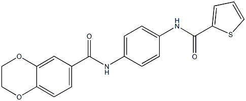 N-{4-[(2-thienylcarbonyl)amino]phenyl}-2,3-dihydro-1,4-benzodioxine-6-carboxamide Struktur