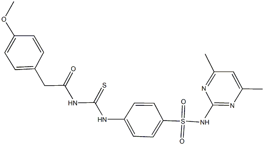 N-(4,6-dimethyl-2-pyrimidinyl)-4-[({[(4-methoxyphenyl)acetyl]amino}carbothioyl)amino]benzenesulfonamide Struktur