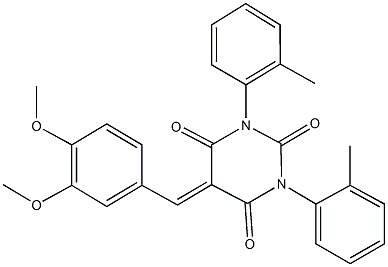 5-(3,4-dimethoxybenzylidene)-1,3-bis(2-methylphenyl)-2,4,6(1H,3H,5H)-pyrimidinetrione Struktur