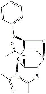 2,3-bis(acetyloxy)-7-(phenylsulfanyl)-6,8-dioxabicyclo[3.2.1]oct-4-yl acetate Struktur