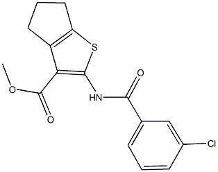 methyl 2-[(3-chlorobenzoyl)amino]-5,6-dihydro-4H-cyclopenta[b]thiophene-3-carboxylate Struktur