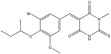 5-(3-bromo-4-sec-butoxy-5-methoxybenzylidene)-1-methyl-2-thioxodihydro-4,6(1H,5H)-pyrimidinedione Struktur