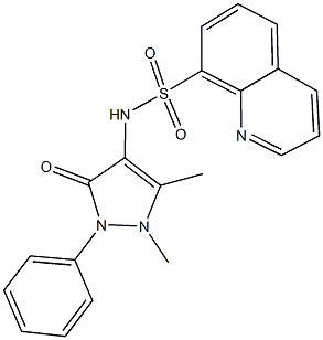 N-(1,5-dimethyl-3-oxo-2-phenyl-2,3-dihydro-1H-pyrazol-4-yl)-8-quinolinesulfonamide Struktur