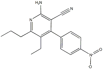 2-amino-5-ethyl-4-{4-nitrophenyl}-6-propylnicotinonitrile Struktur