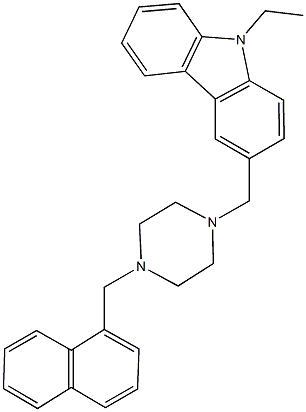 9-ethyl-3-{[4-(1-naphthylmethyl)-1-piperazinyl]methyl}-9H-carbazole Struktur