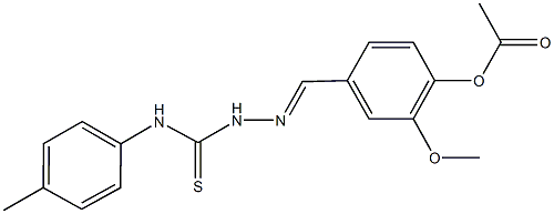 2-methoxy-4-[2-(4-toluidinocarbothioyl)carbohydrazonoyl]phenyl acetate Struktur