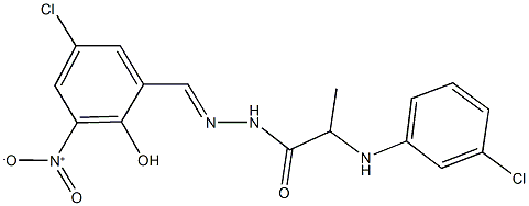 2-(3-chloroanilino)-N'-{5-chloro-2-hydroxy-3-nitrobenzylidene}propanohydrazide Struktur