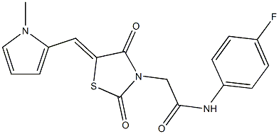 N-(4-fluorophenyl)-2-{5-[(1-methyl-1H-pyrrol-2-yl)methylene]-2,4-dioxo-1,3-thiazolidin-3-yl}acetamide Struktur