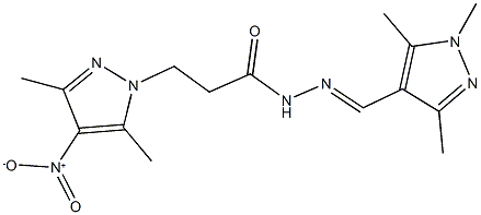 3-{4-nitro-3,5-dimethyl-1H-pyrazol-1-yl}-N'-[(1,3,5-trimethyl-1H-pyrazol-4-yl)methylene]propanohydrazide Struktur