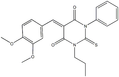 5-(3,4-dimethoxybenzylidene)-1-phenyl-3-propyl-2-thioxodihydro-4,6(1H,5H)-pyrimidinedione Struktur