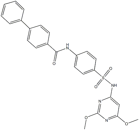 N-(4-{[(2,6-dimethoxy-4-pyrimidinyl)amino]sulfonyl}phenyl)[1,1'-biphenyl]-4-carboxamide Struktur