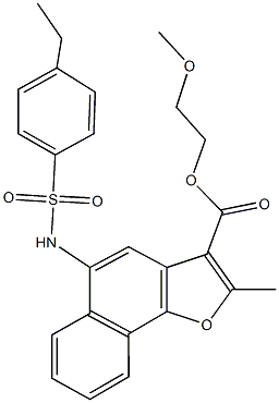 2-methoxyethyl 5-{[(4-ethylphenyl)sulfonyl]amino}-2-methylnaphtho[1,2-b]furan-3-carboxylate Struktur