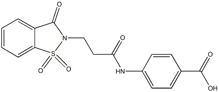 4-{[3-(1,1-dioxido-3-oxo-1,2-benzisothiazol-2(3H)-yl)propanoyl]amino}benzoic acid Struktur