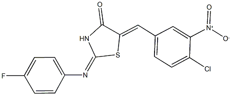 5-{4-chloro-3-nitrobenzylidene}-2-[(4-fluorophenyl)imino]-1,3-thiazolidin-4-one Struktur