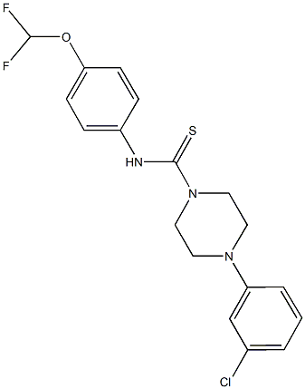 4-(3-chlorophenyl)-N-[4-(difluoromethoxy)phenyl]-1-piperazinecarbothioamide Struktur