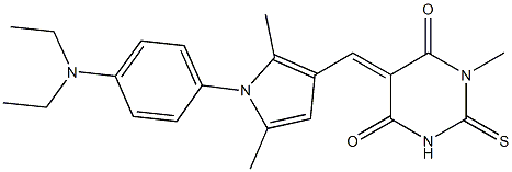 5-({1-[4-(diethylamino)phenyl]-2,5-dimethyl-1H-pyrrol-3-yl}methylene)-1-methyl-2-thioxodihydro-4,6(1H,5H)-pyrimidinedione Struktur