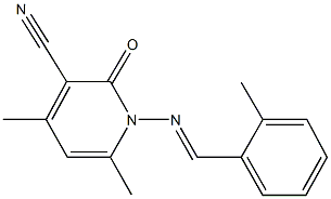 4,6-dimethyl-1-[(2-methylbenzylidene)amino]-2-oxo-1,2-dihydropyridine-3-carbonitrile Struktur