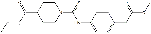 ethyl 1-{[4-(2-methoxy-2-oxoethyl)anilino]carbothioyl}-4-piperidinecarboxylate Struktur