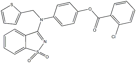 4-[(1,1-dioxido-1,2-benzisothiazol-3-yl)(2-thienylmethyl)amino]phenyl 2-chlorobenzoate Struktur