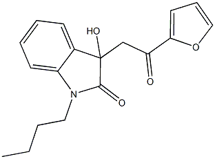 1-butyl-3-[2-(2-furyl)-2-oxoethyl]-3-hydroxy-1,3-dihydro-2H-indol-2-one Struktur