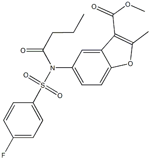 methyl 5-{butyryl[(4-fluorophenyl)sulfonyl]amino}-2-methyl-1-benzofuran-3-carboxylate Struktur