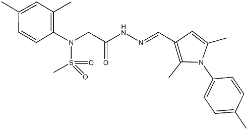 N-[2-(2-{[2,5-dimethyl-1-(4-methylphenyl)-1H-pyrrol-3-yl]methylene}hydrazino)-2-oxoethyl]-N-(2,4-dimethylphenyl)methanesulfonamide Struktur