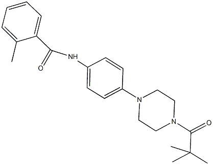 N-{4-[4-(2,2-dimethylpropanoyl)-1-piperazinyl]phenyl}-2-methylbenzamide Struktur