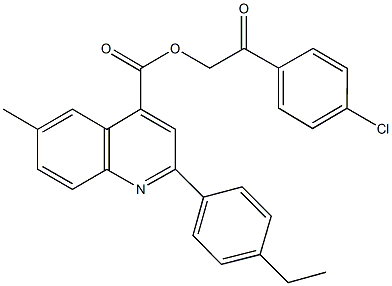 2-(4-chlorophenyl)-2-oxoethyl 2-(4-ethylphenyl)-6-methyl-4-quinolinecarboxylate Struktur