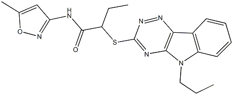 N-(5-methyl-3-isoxazolyl)-2-[(5-propyl-5H-[1,2,4]triazino[5,6-b]indol-3-yl)sulfanyl]butanamide Struktur