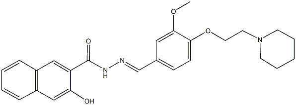 3-hydroxy-N'-{3-methoxy-4-[2-(1-piperidinyl)ethoxy]benzylidene}-2-naphthohydrazide Struktur