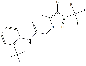 2-[4-chloro-5-methyl-3-(trifluoromethyl)-1H-pyrazol-1-yl]-N-[2-(trifluoromethyl)phenyl]acetamide Struktur